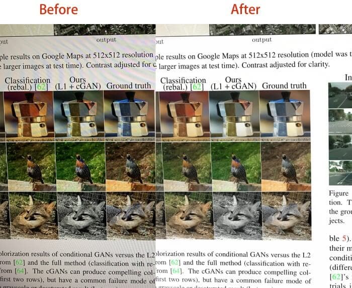 Moire removal example